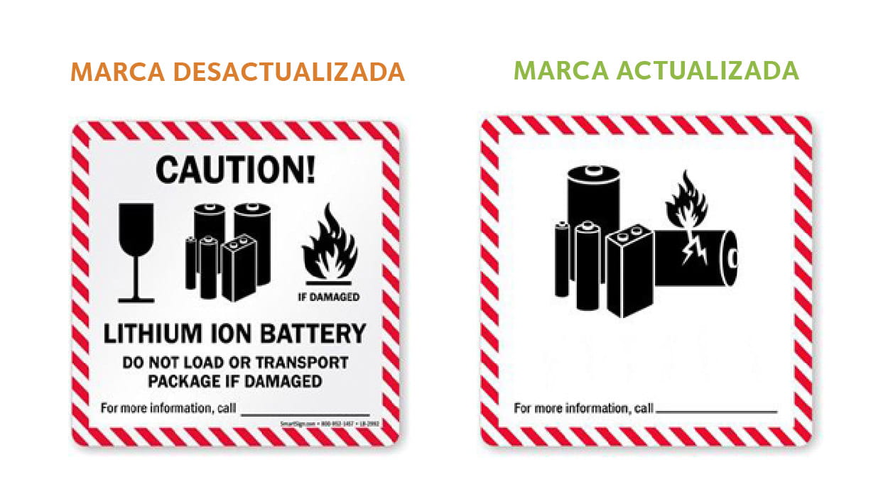 marca etiqueta baterio litio transporte